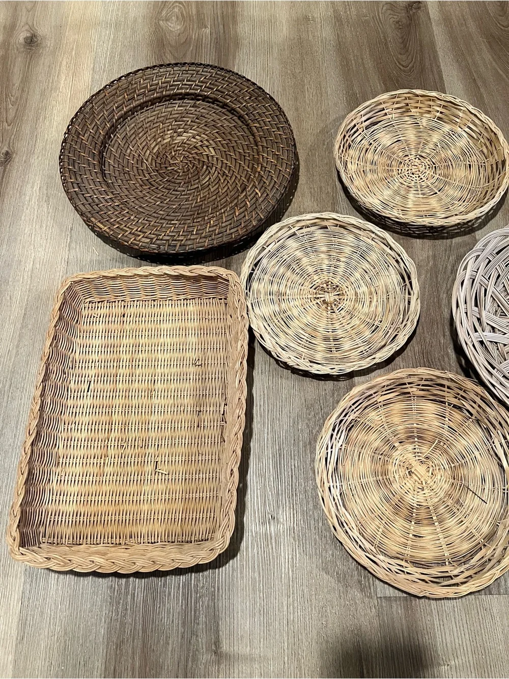 Vintage Woven Rattan Decorative Wall Basket - Natural Beige
